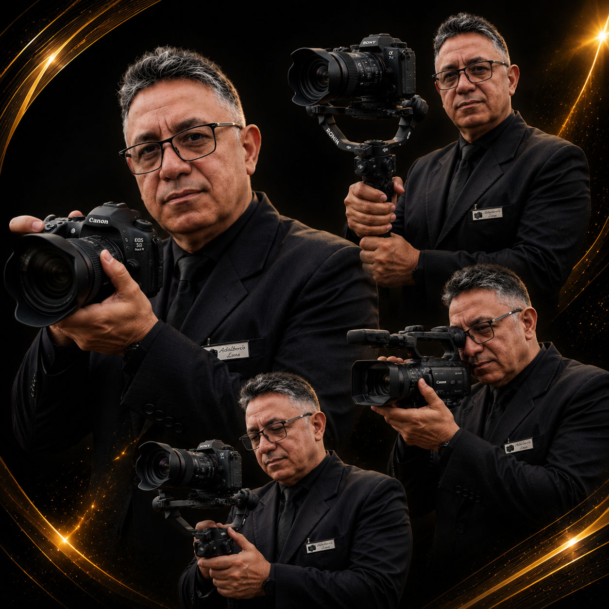 Adalberto Lima realizando a filmagem profissional de um evento